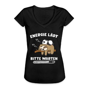Energie lädt Faultier Pandabär Panda Chiller - Frauen Vintage T-Shirt - Schwarz - Vorne