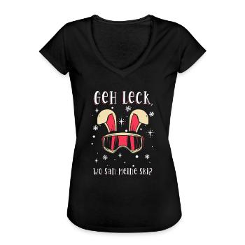 Wo sind meine Ski Skihase Skibunny Skifahrer Hase - Frauen Vintage T-Shirt - Schwarz - Vorne