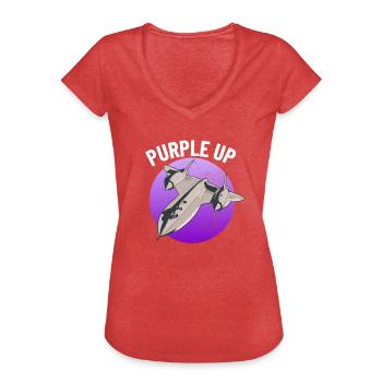 Lila up SR71 Milit�r Kinder Blackbird Purple Up - Frauen Vintage T-Shirt - Rot meliert - Vorne - Danielle (179cm)