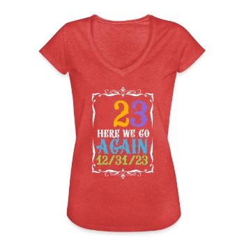 123 Hier gehen wir wieder123Sday Hoodie - Frauen Vintage T-Shirt - Rot meliert - Vorne - Danielle (179cm)