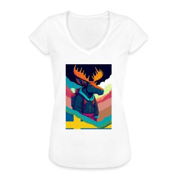 Elch, Wandern , Skandinavien Reise Urlaub Schweden - Frauen Vintage T-Shirt - Schwarz - Vorne - Danielle (179cm)