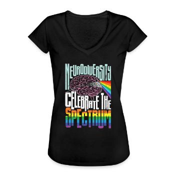 Neurodiversität feiern den Spektrum -Autismus - Frauen Vintage T-Shirt - Schwarz - Vorne - Danielle (179cm)