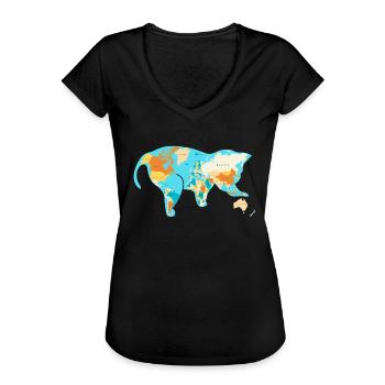 World ist eine Katze, die mit der australischen Ge - Frauen Vintage T-Shirt - Schwarz - Vorne - Danielle (179cm)
