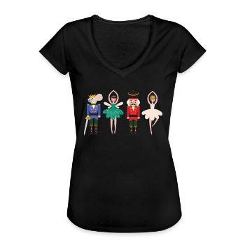 Nussknacker Ballett lustige Weihnachtsknuhlnerinlu - Frauen Vintage T-Shirt - Schwarz - Vorne