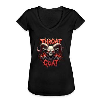 Throat Goat Adult Humor Unangemessen Raunchy - Frauen Vintage T-Shirt - Schwarz - Vorne - Danielle (179cm)