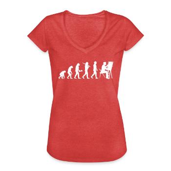 Technischer Zeichner Bauzeichner Evolution - Frauen Vintage T-Shirt - Rot meliert - Vorne - Danielle (179cm)
