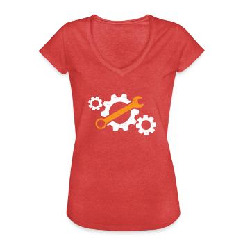 mécanicien - T-shirt vintage Femme - rouge chiné - Devant - Danielle (179cm)