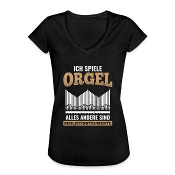 Orgel - Frauen Vintage T-Shirt - Schwarz - Vorne - Danielle (179cm)