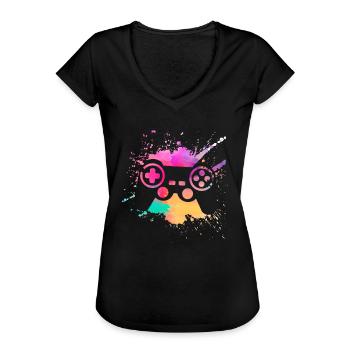Spieler - Frauen Vintage T-Shirt - Schwarz - Vorne - Danielle (179cm)