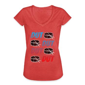 Batteur pilons tambour - T-shirt vintage Femme - rouge chiné - Devant - Danielle (179cm)