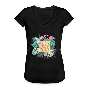 Sommer Paradies - Frauen Vintage T-Shirt - Schwarz - Vorne - Danielle (179cm)
