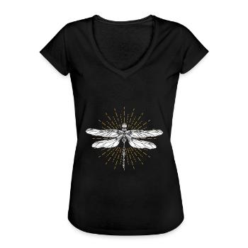 Libelle Tier - Frauen Vintage T-Shirt - Schwarz - Vorne - Danielle (179cm)