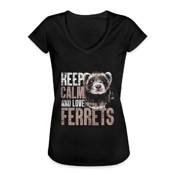 Frettchen Stress - Frauen Vintage T-Shirt - Schwarz - Vorne - Danielle (179cm)