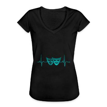 Theater Puls Herz - Frauen Vintage T-Shirt - Schwarz - Vorne