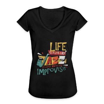 Saxophon Jazz Leben - Frauen Vintage T-Shirt - Schwarz - Vorne