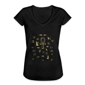 Ägypten Hieroglyphe - Frauen Vintage T-Shirt - Schwarz - Vorne - Danielle (179cm)