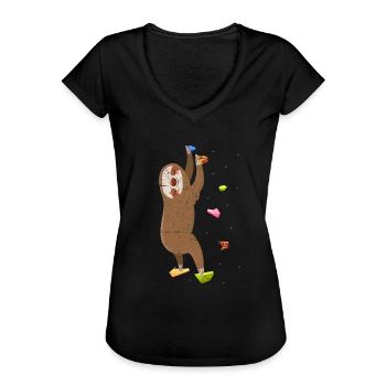 Grimpeur de paresseux grimpant - T-shirt vintage Femme - noir - Devant - Danielle (179cm)