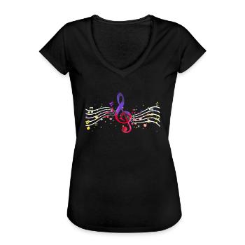 Clef orchestra - Women's Vintage T-Shirt - black - Front - Danielle (179cm)