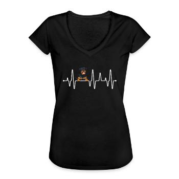 Rottweiler Herzschlag - Frauen Vintage T-Shirt - Schwarz - Vorne - Danielle (179cm)