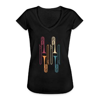 Trombone instrument - Women's Vintage T-Shirt - black - Front - Danielle (179cm)