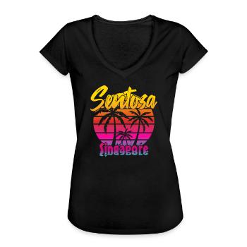 Sentosa Singapore - Frauen Vintage T-Shirt - Schwarz - Vorne - Danielle (179cm)