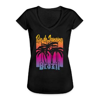 Rio de Janeiro Brazil - Frauen Vintage T-Shirt - Schwarz - Vorne - Danielle (179cm)