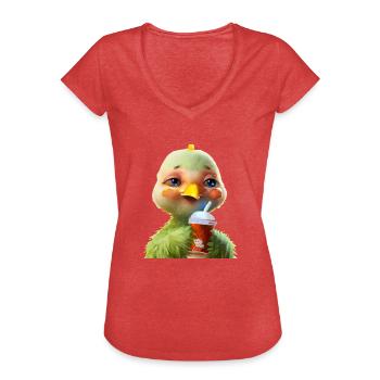 Cute chicken with soft drink - Women's Vintage T-Shirt - heather red - Front - Danielle (179cm)