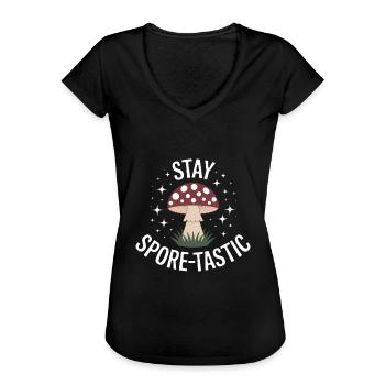 Stay Spore tastic Pilzdesign - Frauen Vintage T-Shirt - Schwarz - Vorne
