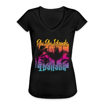 Îles Phi Phi Thaïlande - T-shirt vintage Femme - noir - Devant - Danielle (179cm)