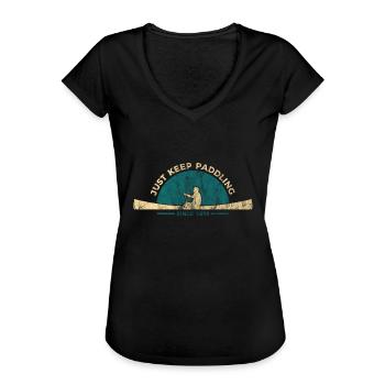 Kanu Paddel Geschenk - Frauen Vintage T-Shirt - Schwarz - Vorne