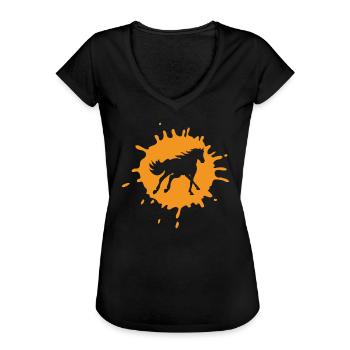 pferde - Frauen Vintage T-Shirt - Schwarz - Vorne - Danielle (179cm)