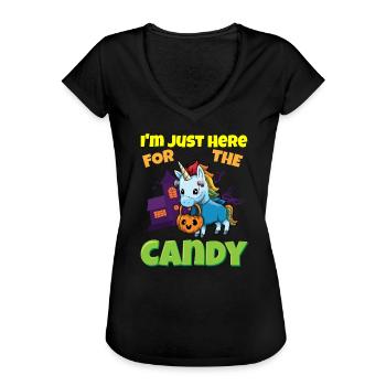 I'm Just Here For The Candy Scary Halloween Beast - Frauen Vintage T-Shirt - Schwarz - Vorne - Danielle (179cm)