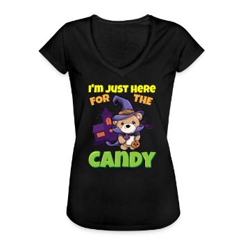 I'm Just Here For The Candy Scary Halloween Beast - Frauen Vintage T-Shirt - Schwarz - Vorne - Danielle (179cm)