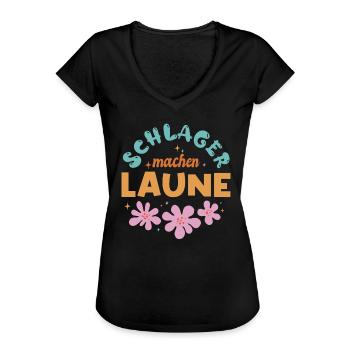 Schlager machen Laune Schlagermusik Schlagerparty - Frauen Vintage T-Shirt - Schwarz - Vorne - Danielle (179cm)