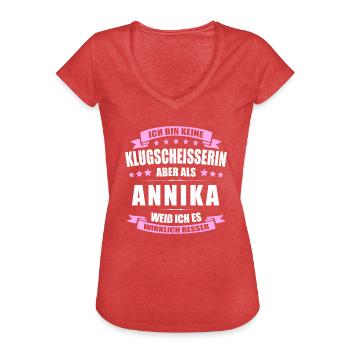 Name Annika Vorname Klugscheisserin Namenstag - Frauen Vintage T-Shirt - Rot meliert - Vorne - Danielle (179cm)
