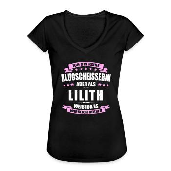 Name Lilith Vorname Klugscheisserin Namenstag - Frauen Vintage T-Shirt - Schwarz - Vorne - Danielle (179cm)