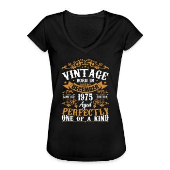 Décembre 1975 Cadeau Anniversaire Décembre 1975 - T-shirt vintage Femme - noir - Devant - Danielle (179cm)