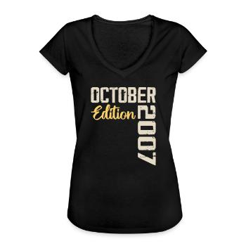 Oktober 2007 Vintage - Retro Geburtstagsgeschenk - Frauen Vintage T-Shirt - Schwarz - Vorne - Danielle (179cm)
