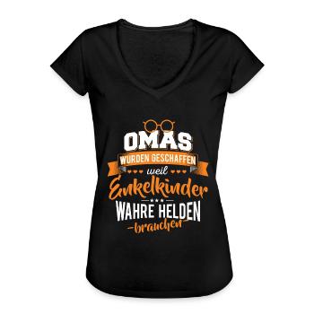 Oma Enkelkinder Helden - Frauen Vintage T-Shirt - Schwarz - Vorne - Danielle (179cm)