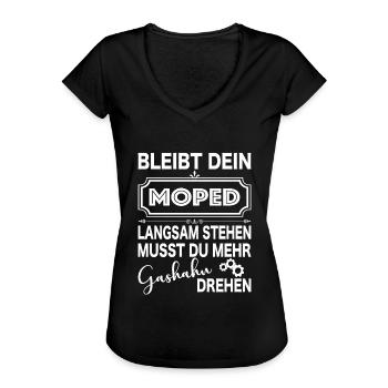Moped, Mofa, Gashahn, Geschenkidee - Frauen Vintage T-Shirt - Schwarz - Vorne - Danielle (179cm)