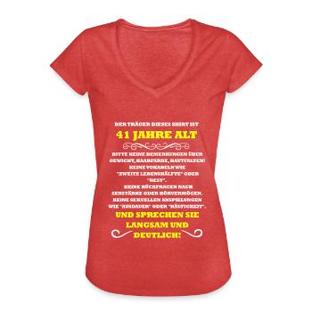 41. Geburtstag - Frauen Vintage T-Shirt - Rot meliert - Vorne - Danielle (179cm)