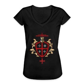 Knights Templar Crusader Symbol - Women's Vintage T-Shirt - black - Front - Danielle (179cm)