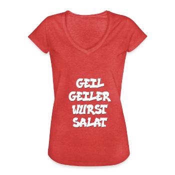 Geil geiler Wurstsalat - Frauen Vintage T-Shirt - Rot meliert - Vorne - Danielle (179cm)