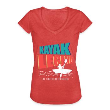 Kayak Legend Canoeing Water Sports Paddling - Women's Vintage T-Shirt - heather red - Front - Danielle (179cm)