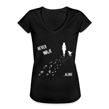 FRAU & HUND NEVER WALK ALONE - Frauen Vintage T-Shirt - Schwarz - Vorne - Danielle (179cm)
