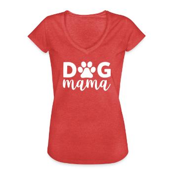 Maman chien - T-shirt vintage Femme - rouge chiné - Devant - Danielle (179cm)