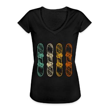 Retro Snowboard Snowboarder Vintage - Frauen Vintage T-Shirt - Schwarz - Vorne - Danielle (179cm)