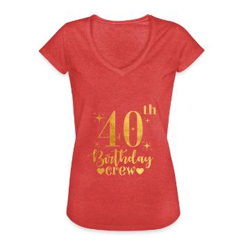 Équipage du 40e anniversaire - T-shirt vintage Femme - rouge chiné - Devant - Danielle (179cm)