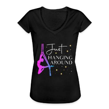Just Hanging Around Aerial Silk Dancer - Frauen Vintage T-Shirt - Schwarz - Vorne - Danielle (179cm)