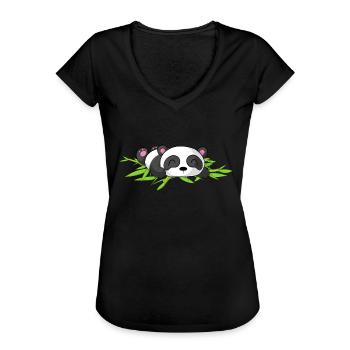 Sleeping Comic Panda - T-shirt vintage Femme - noir - Devant - Danielle (179cm)